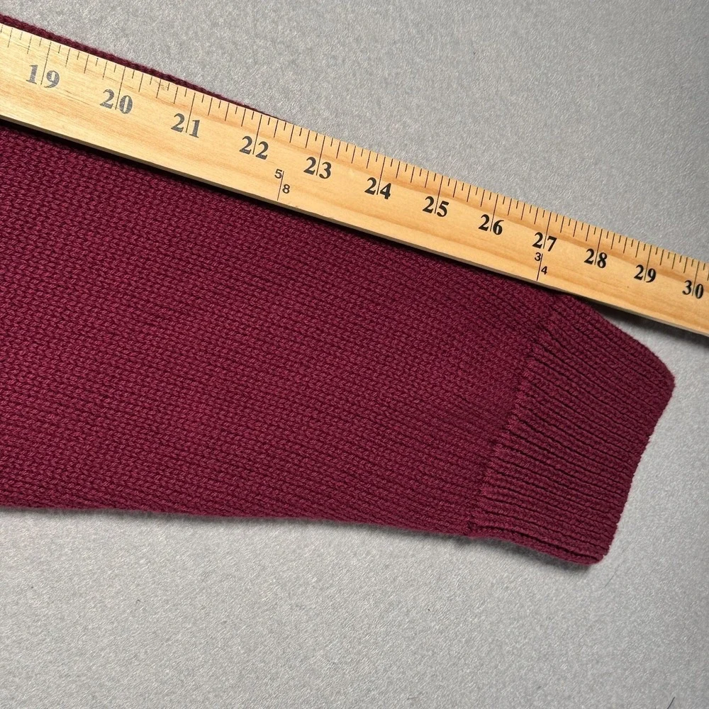 Chaps Iconic Crew Knit‎ Sweater Mens XL Wine Red Crest Comfort Grandpa Trendy